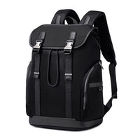 Men's Urban Flap Backpack with Buckles | 15.6" Laptop | Luggage Strap | Organizer 8 Pockets – Black