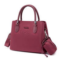 Women's Shoulder Bag Chantria | 2 Independent Compartments, Pockets & Earphone Case | Waterproof Nylon – Berry