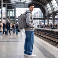 Youth School & College Backpack VIO | Fits 15.6 Laptop A4 | Built-In USB Port | Ryanair & Wizz Air Carry-On For Campus, University & Travel | Water-Resistant – Grey