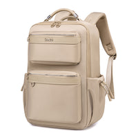 Plecak organizer damski Chantria | 2 komory, 15 kieszeni | Laptop 15.6", iPad, A4 | Pas na walizkę – Beżowy