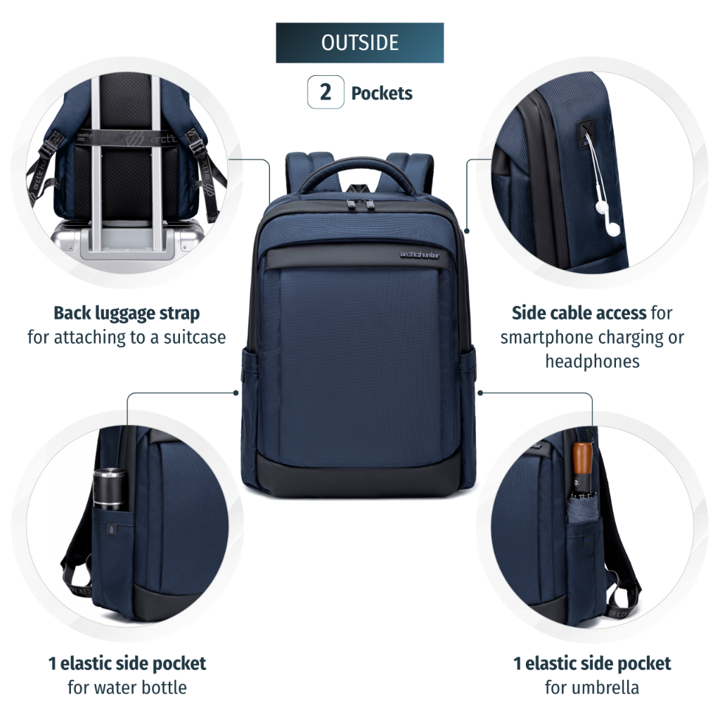 Men's Work & Study Backpack Arctic Hunter | 15.6" Laptop | Water Resistant – Blue