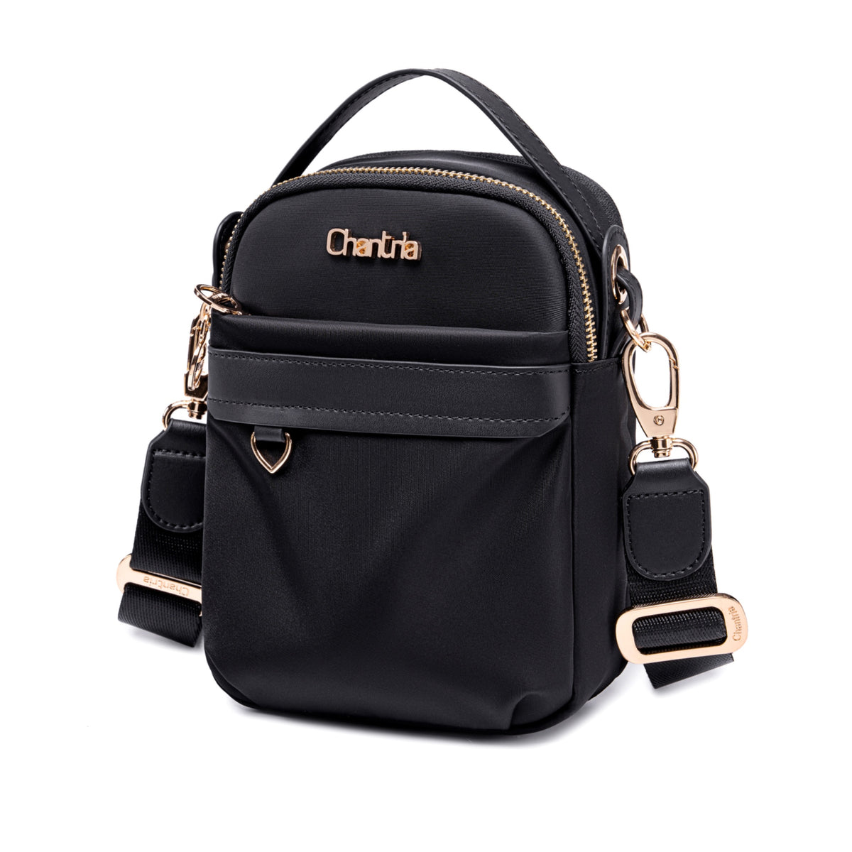 Torebka damska przez ramię crossbody Chantria | Na telefon, dokumenty i niezbędne drobiazgi | Wodoodporny nylon – Czarny