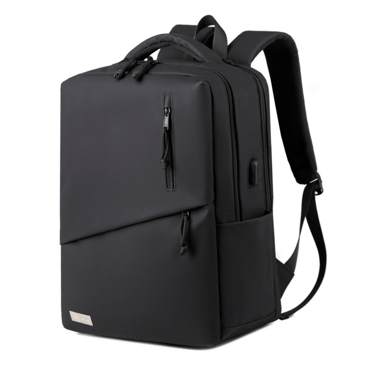 Youth School & College Backpack VIO | Fits 15.6 Laptop A4 | Built-In USB Port | Ryanair & Wizz Air Carry-On For Campus, University & Travel | Water-Resistant – Black