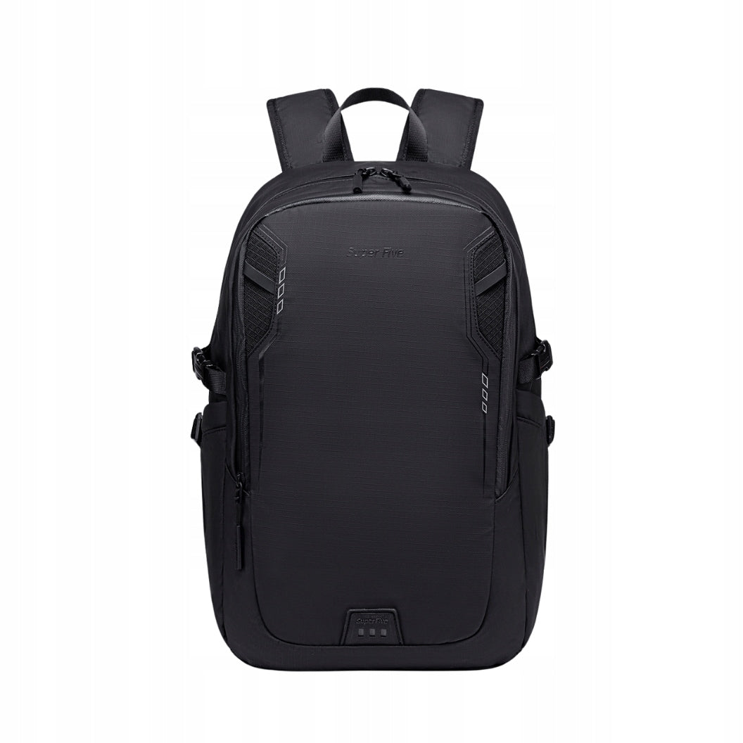 Czarny plecak miejski młodzieżowy, do pracy i podróży, 22 l, na laptopa 15,6", wodoodporny. SUPER FIVE FB700 Black.
