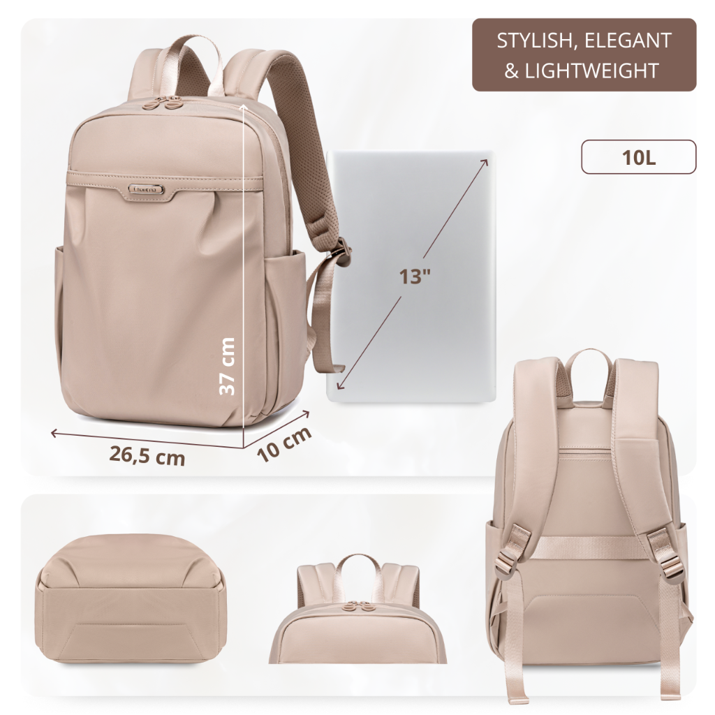 Women's Elegant City Backpack | Lightweight Water-Resistant | Fits MacBook iPad – Beige
