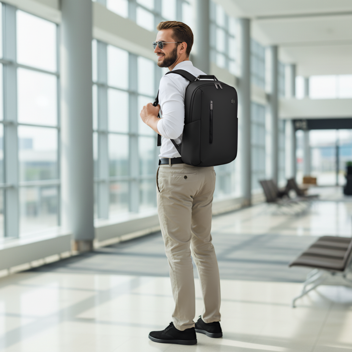 Smart City Work Travel Backpack Arctic Hunter| Laptop Storage 15,6"| USB Port – Black