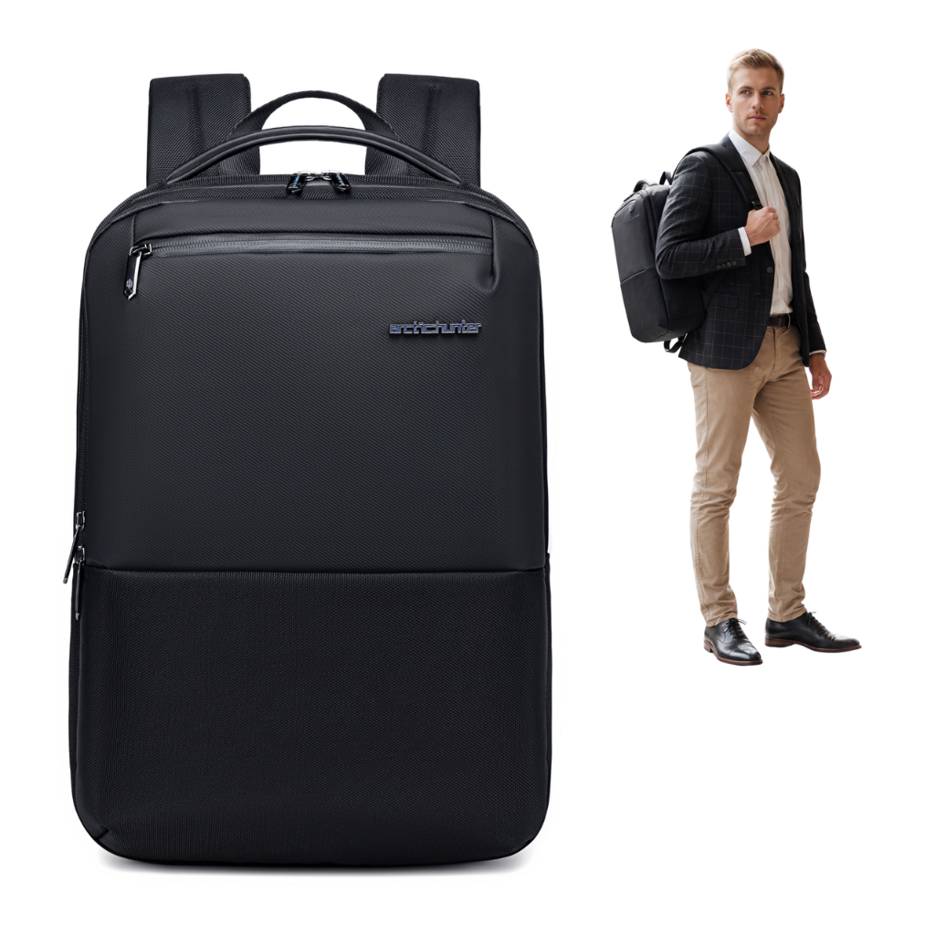 Smart Urban Backpack Arctic Hunter | Laptop 15.6" | Water-Resistant – Black