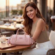 Women's Barrel Cylinder Shoulder Bag Chantria | For Phone, Documents and Essentials | Waterproof Nylon – Powder Pink