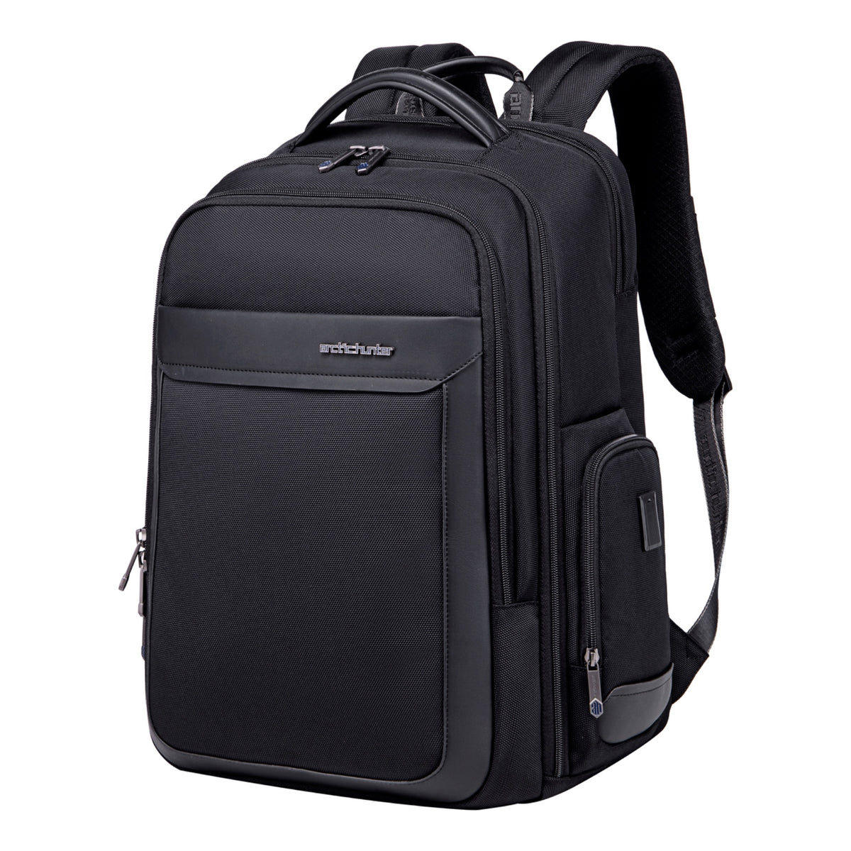 Miejski plecak biznesowy Arctic Hunter | Duży Laptop 17" | Pasek na walizkę | Komora podróżna 180° – Czarny