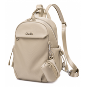 Women's Mini City Backpack Chantria Small & Lightweight | For Going Out & Walks | Fits iPad Phone & Cosmetics | With Keychain Pouch – Beige