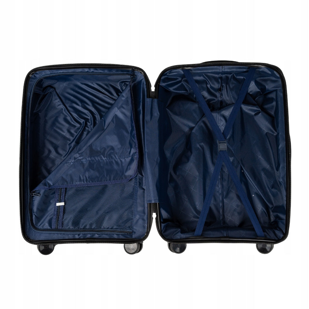Walizka podróżna duża czarna na kółkach - pojemna, elegancka i wytrzymała do samolotu Wowbag 6910 L black