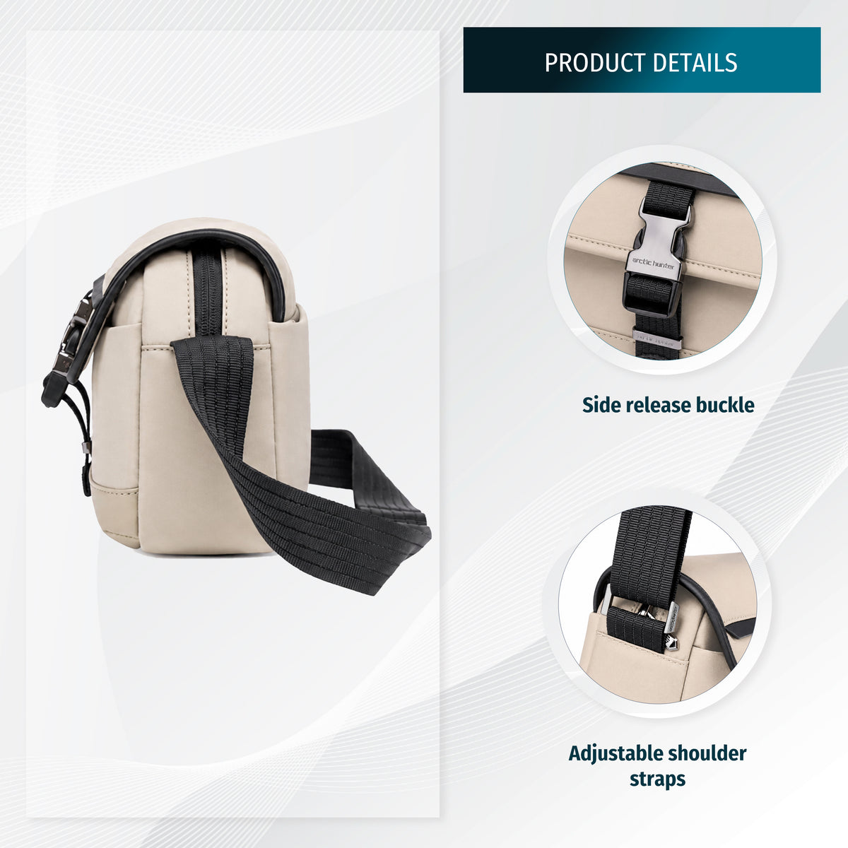 Crossbody Bag Arctic Hunter | Phone & Documents | Water resistant - Beige
