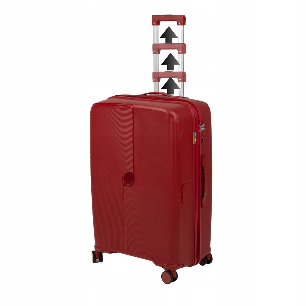 Walizka podróżna duża czerwona na kółkach - lekka, pojemna i elegancka walizka do samolotu Wowbag 7918 L red