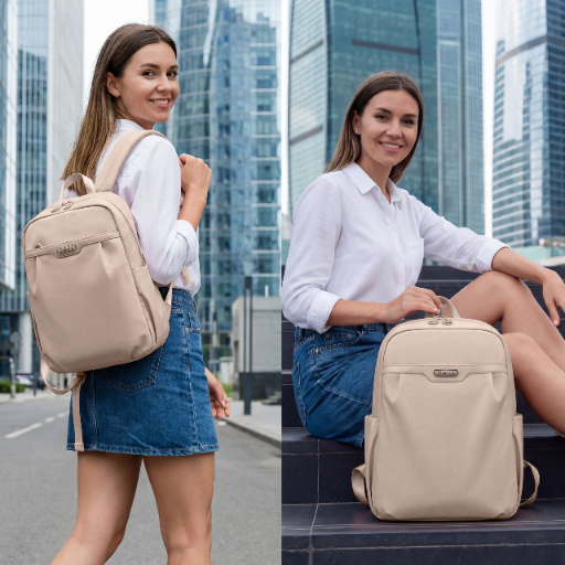 Plecak damski lekki beżowy elegancki modny wodoodporny na MacBook Air Ipad