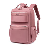 Chantria Women's Organizer Backpack | 2 Compartments, 15 Pockets | Fits 15.6" Laptop, iPad, A4 | Luggage Strap – Antique Rose
