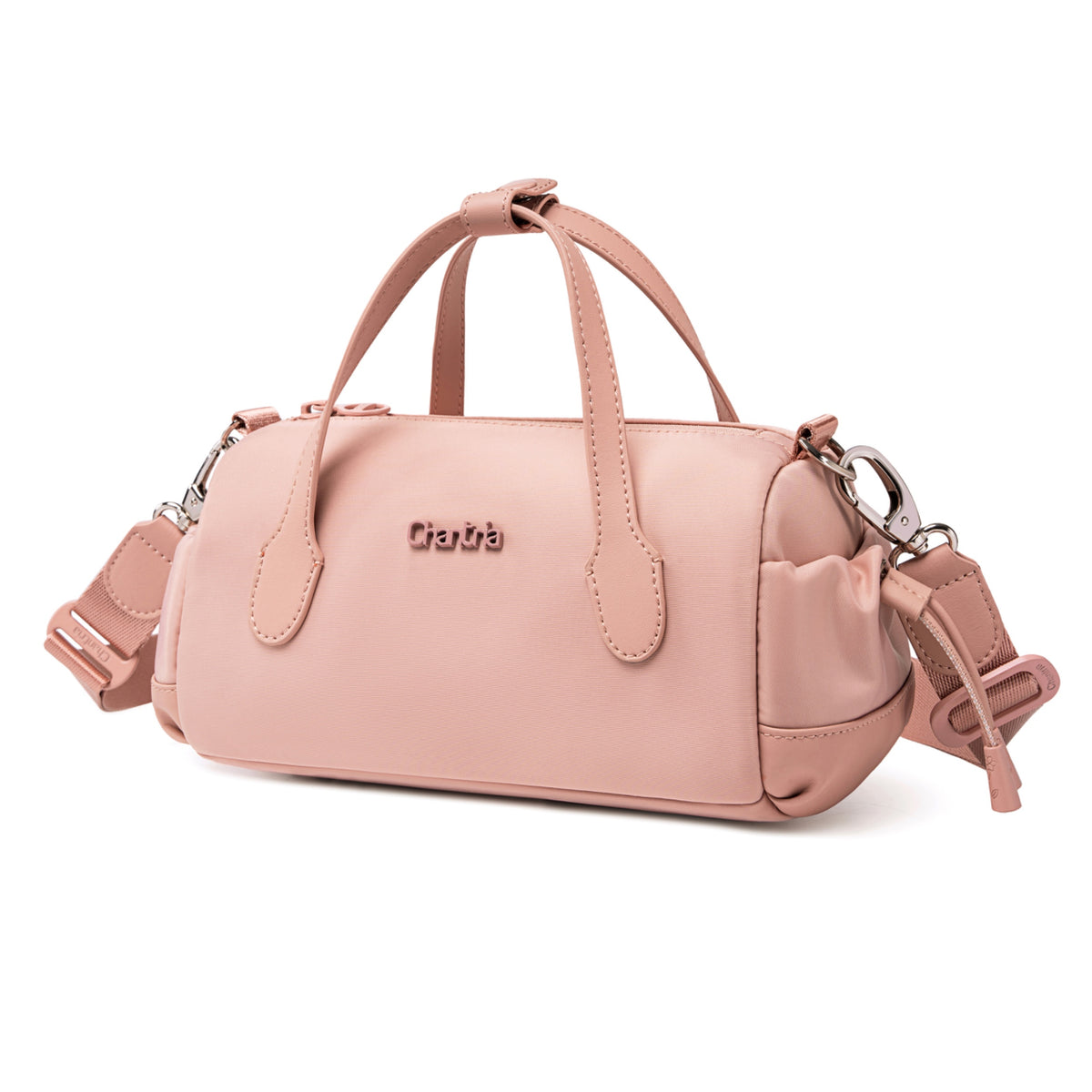 Women's Barrel Cylinder Shoulder Bag Chantria | For Phone, Documents and Essentials | Waterproof Nylon – Powder Pink