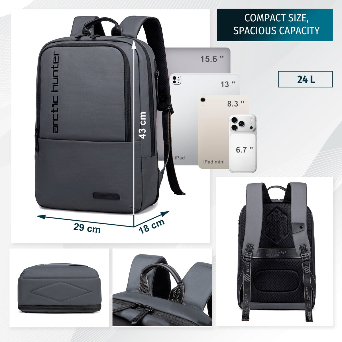 Plecak na laptopa 15,6" powiększany Arctic Hunter | Funkcja poszerzania | Praca i studia