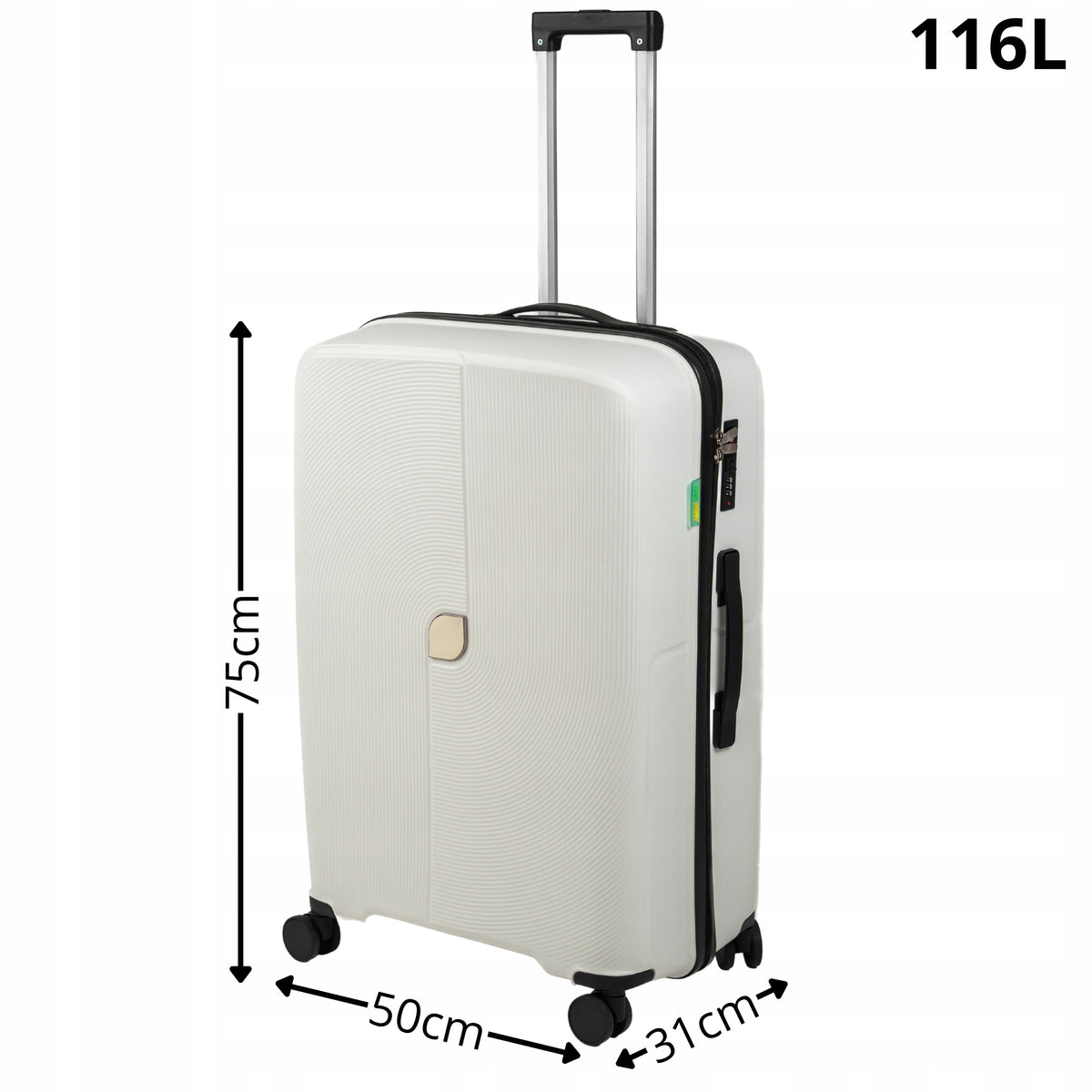 Walizka podróżna duża biała na kółkach - elegancka, lekka i pojemna walizka do samolotu Wowbag 7918 L white