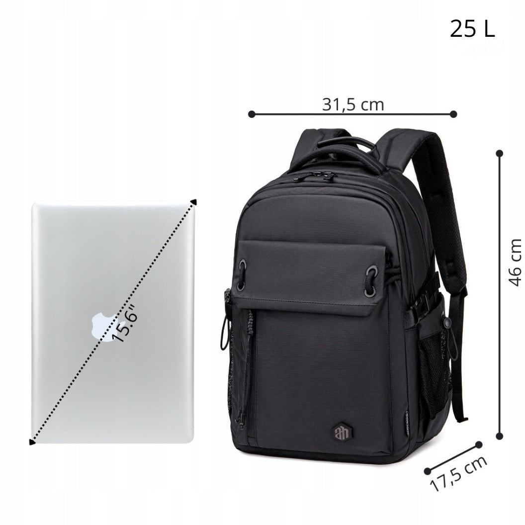 PLECAK POJEMNY 25L DO PRACY DO SPACERU DO PODRÓŻY Z MIEJSCEM NA LAPTOPA B00531 black