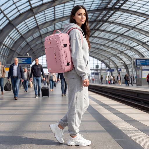 Cabin Travel Backpack | 40x30x20 Ryanair WizzAir | Expandable | Free Carry-On – Pink