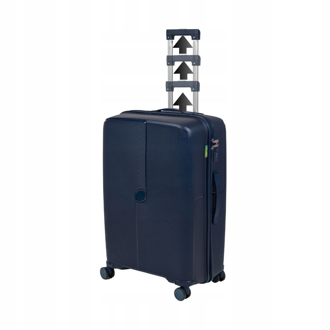 Walizka podróżna ciemnoniebieska duża na kółkach - lekka, wytrzymała i elegancka do samolotu Wowbag 7918 L dark blue