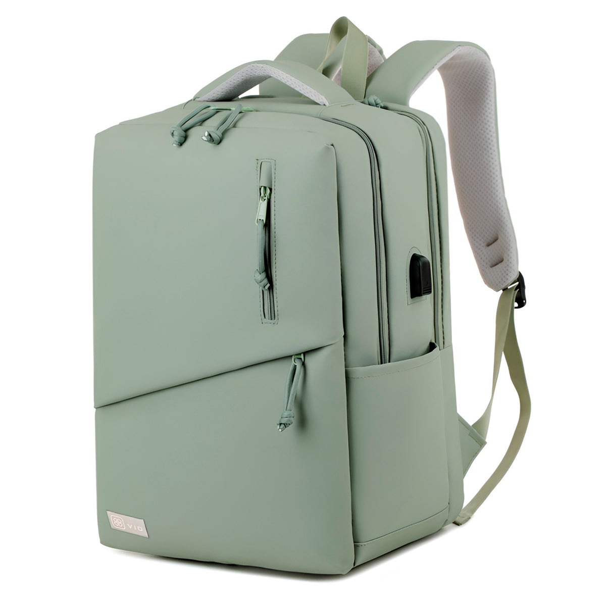 Youth School & College Backpack VIO | Fits 15.6 Laptop A4 | Built-In USB Port | Ryanair & Wizz Air Carry-On For Campus, University & Travel | Water-Resistant – Green