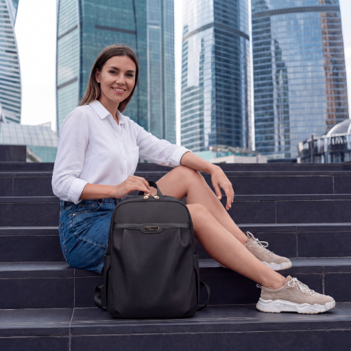Women's Elegant City Backpack | Lightweight Water-Resistant | Fits MacBook iPad – Black