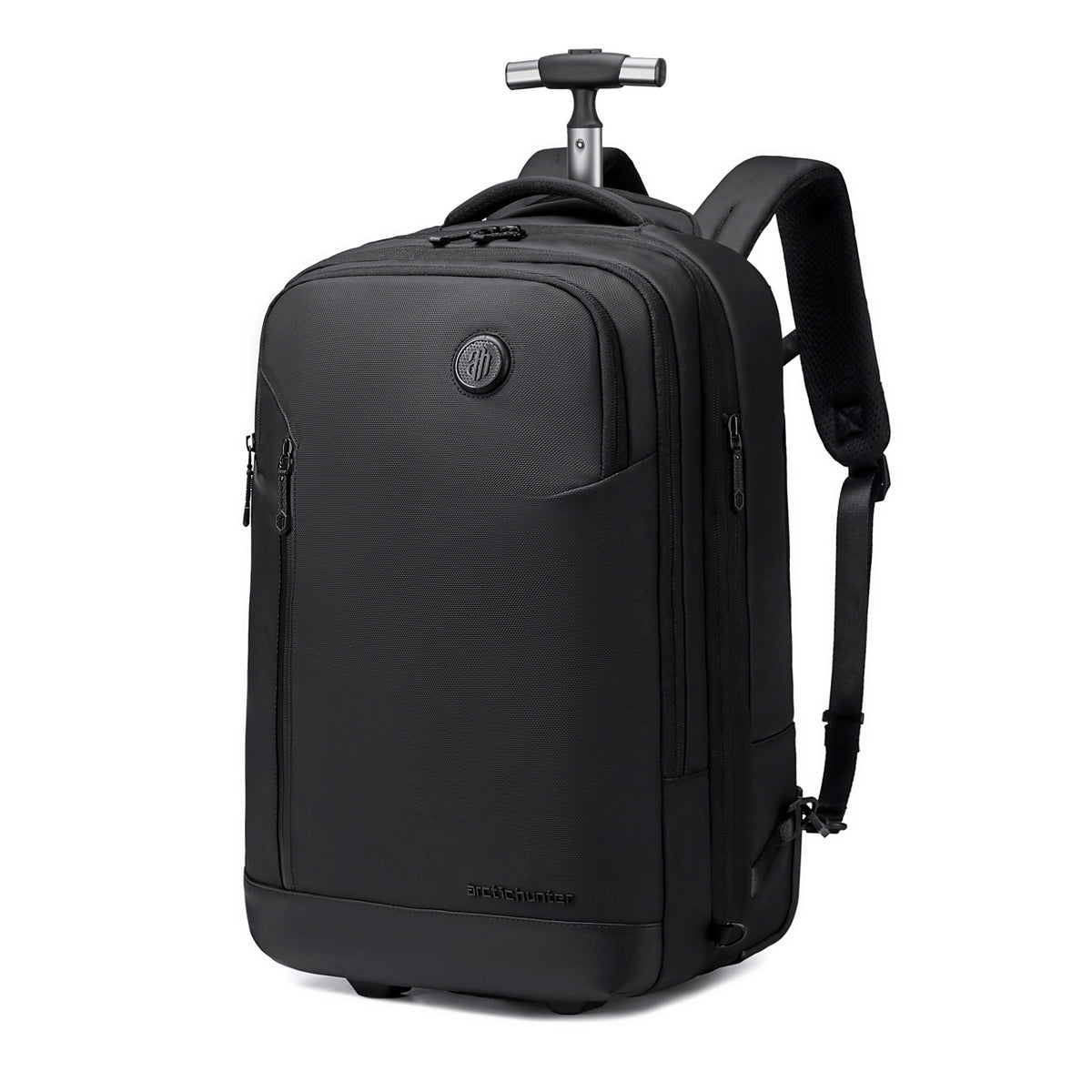 Rozsuwany plecak biznesowy Arctic Hunter | Laptop 15.6" | Pasek na walizkę | Komora podróżna 180° – Czarny
