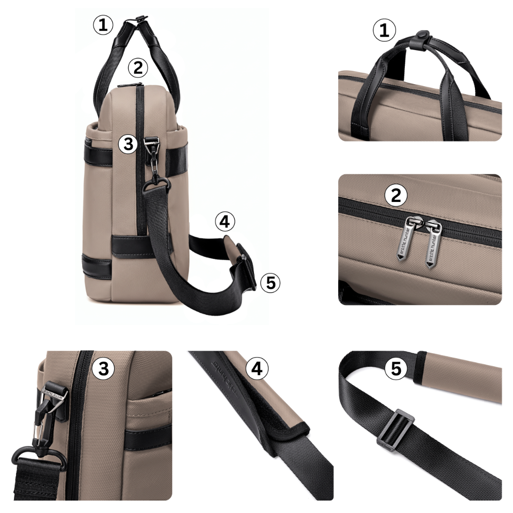 Torba na ramię w kolorze cappuccino stylowa elegancka do pracy laptop 15,6