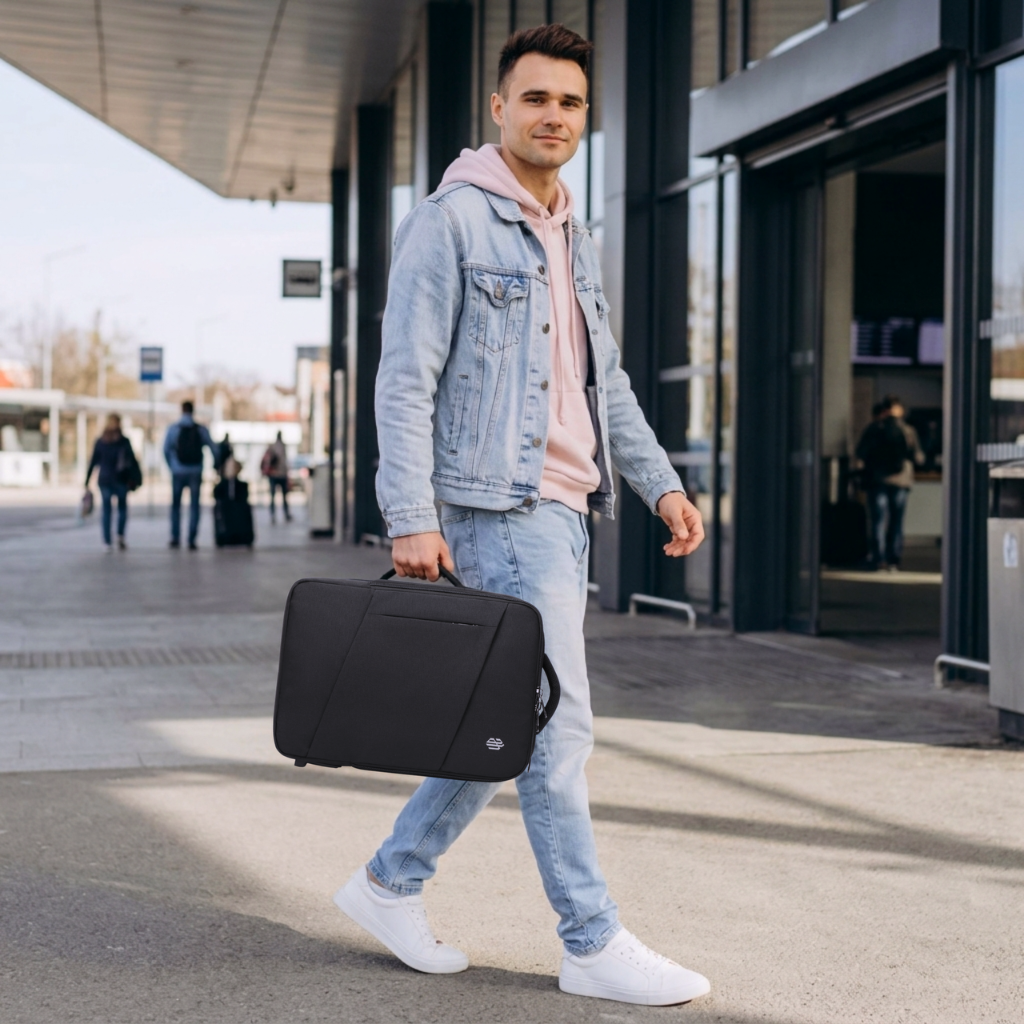 Plecak do samolotu bagaż podręczny Arctic Hunter | Rozszerzany +9cm | Port USB | Laptop 15.6" | Komora 180° – Czarny