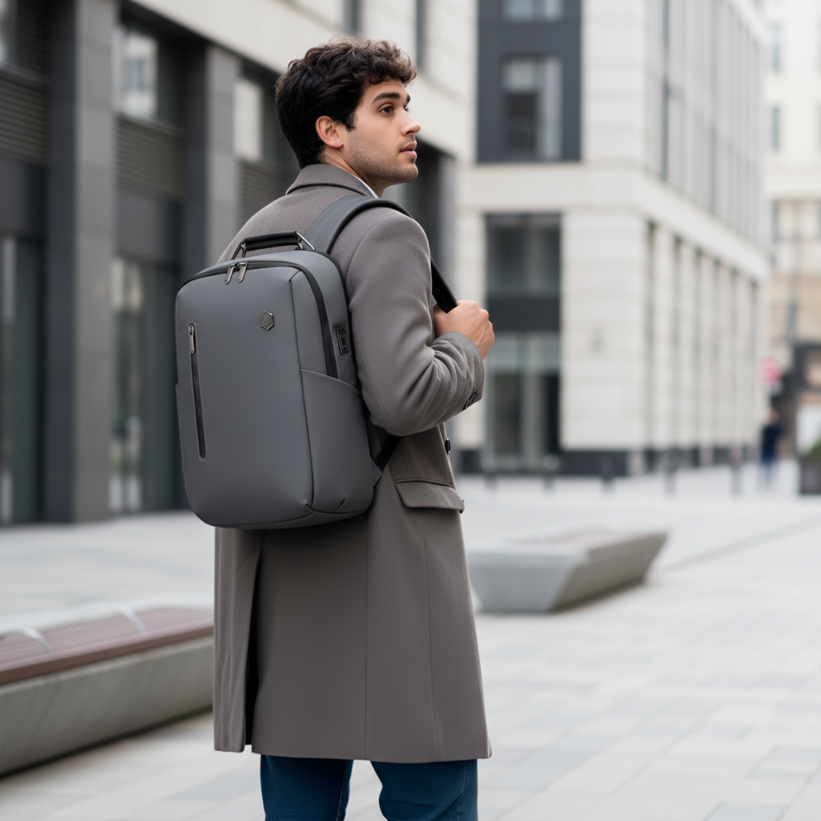 Professional Laptop 15,6" Backpack|USB charging port|Water resistant - Grey