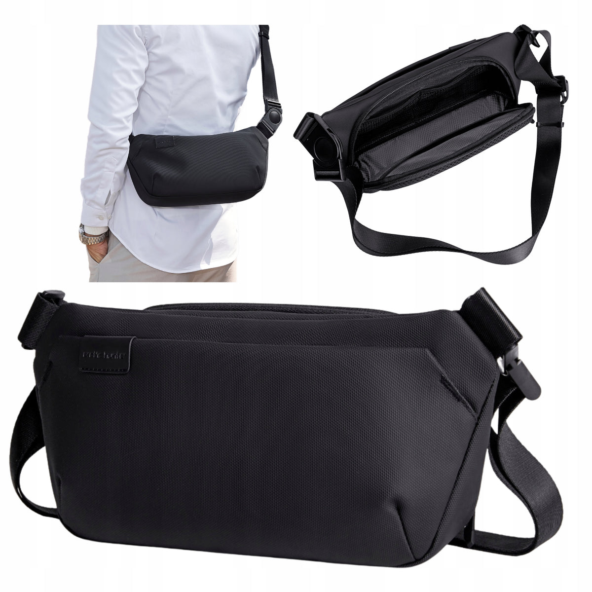 Black men's women's shoulder bag, urban, waterproof, elegant, stylish, 4 L, Arctic Hunter Y00569Black