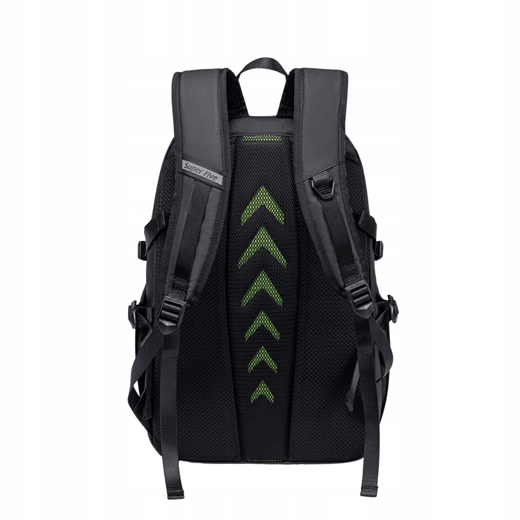 Czarny plecak miejski młodzieżowy, do pracy i podróży, 22 l, na laptopa 15,6", wodoodporny. SUPER FIVE FB700 Black.
