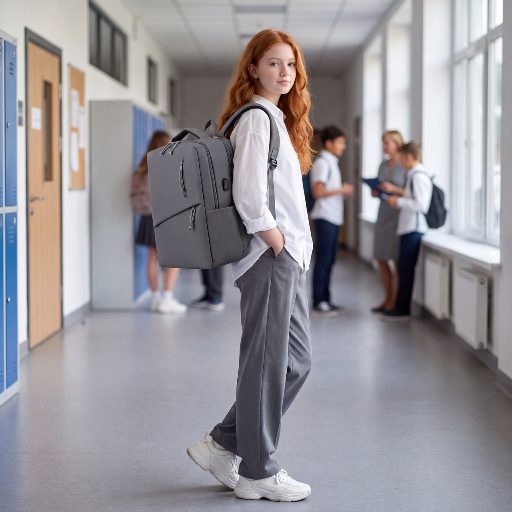 Youth School & College Backpack VIO | Fits 15.6 Laptop A4 | Built-In USB Port | Ryanair & Wizz Air Carry-On For Campus, University & Travel | Water-Resistant – Grey