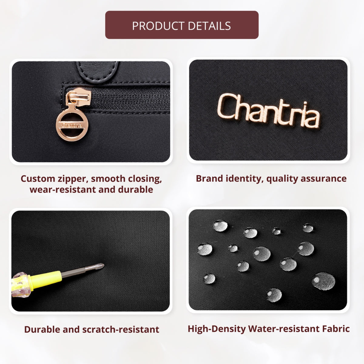 Women's Shoulder Bag Chantria | 2 Independent Compartments, Pockets & Earphone Case | Waterproof Nylon – Black