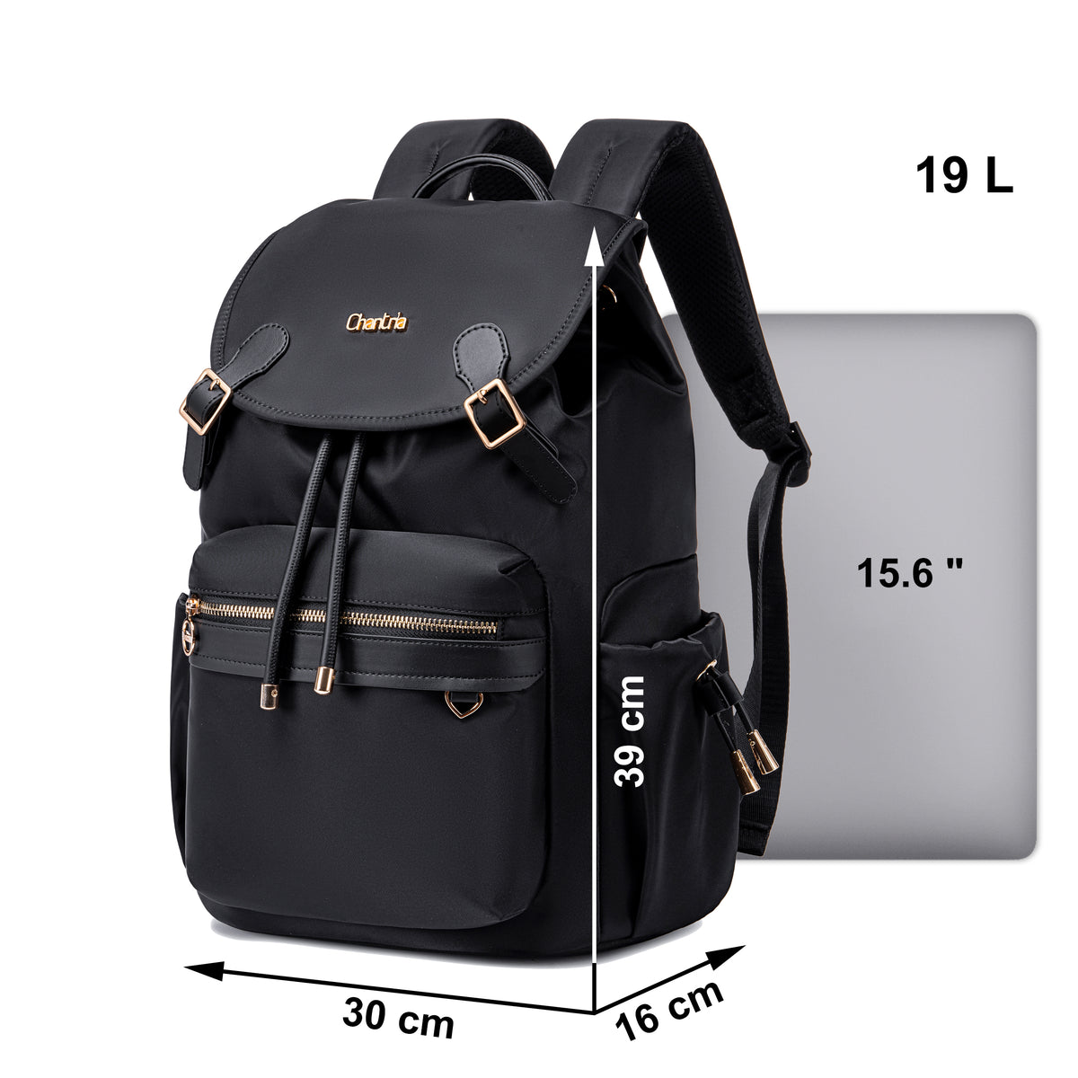 Miejski plecak damski czarny klasyczny na laptop 15,6” na uczelnię do pracy