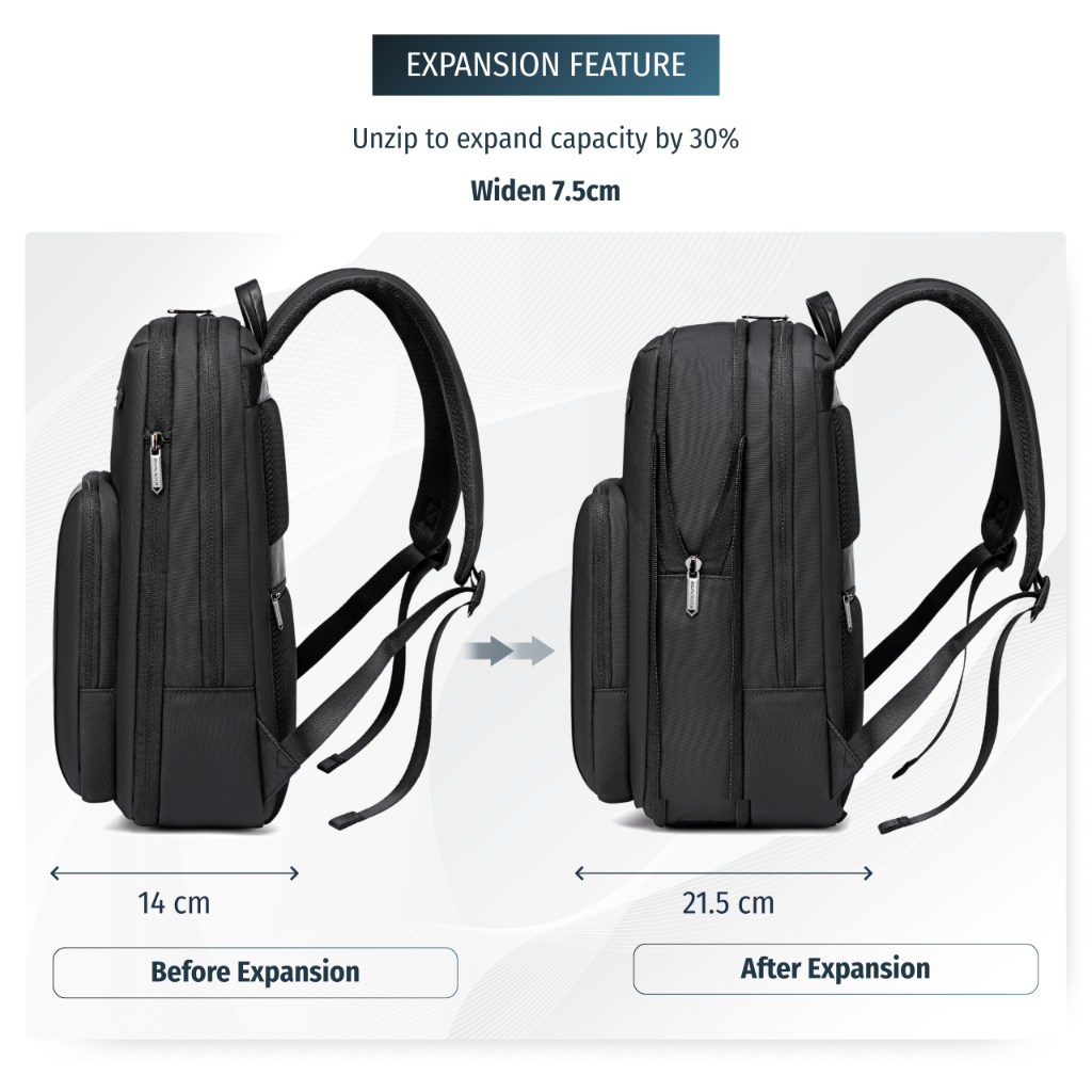 Miejski plecak Arctic Hunter | Laptop 15,6" | Rozszerzalny | Bezpłatny do samolotu – Czarny
