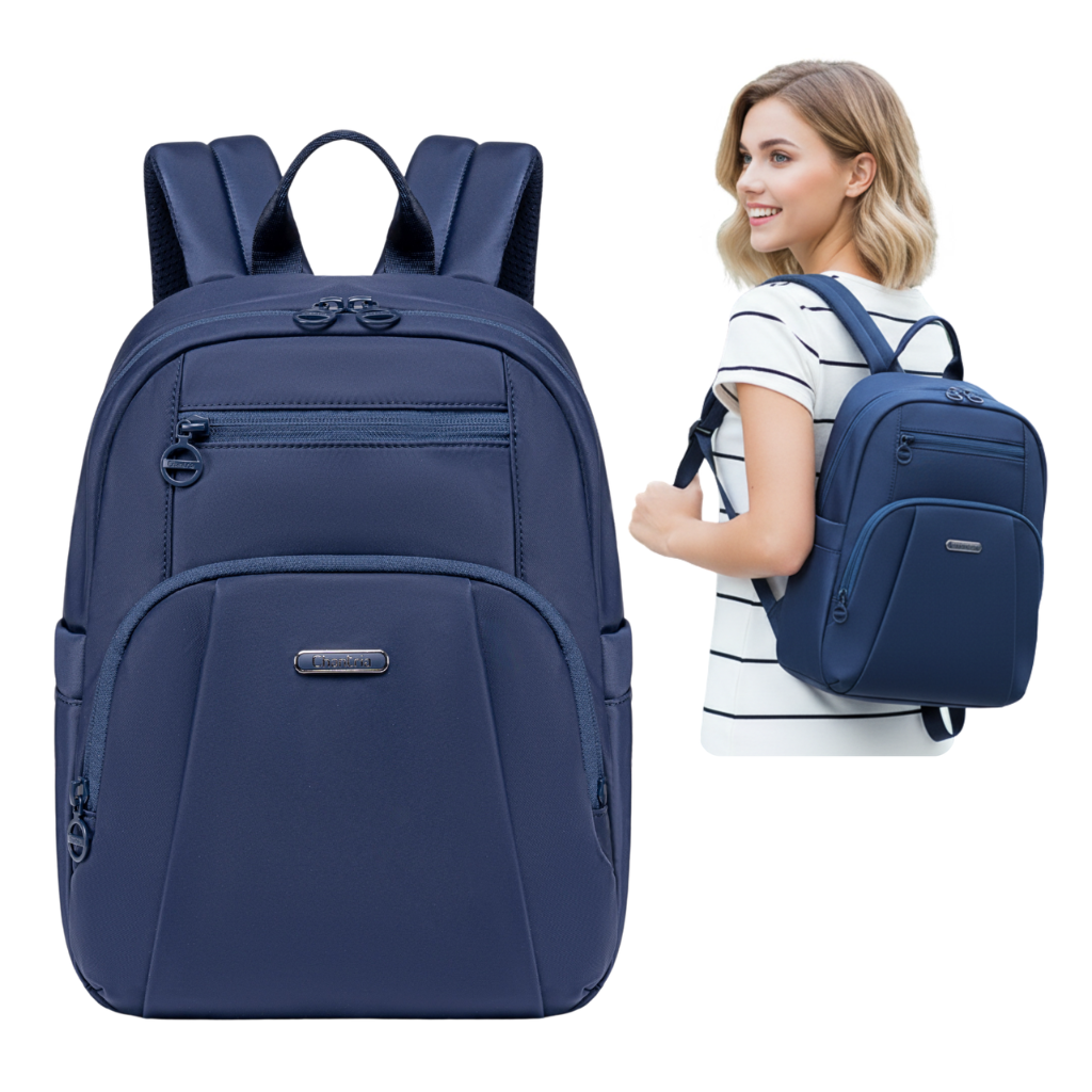 Women's Elegant City Backpack Chantria lightweight | Fits iPad Tablet | Waterproof Nylon – Blue