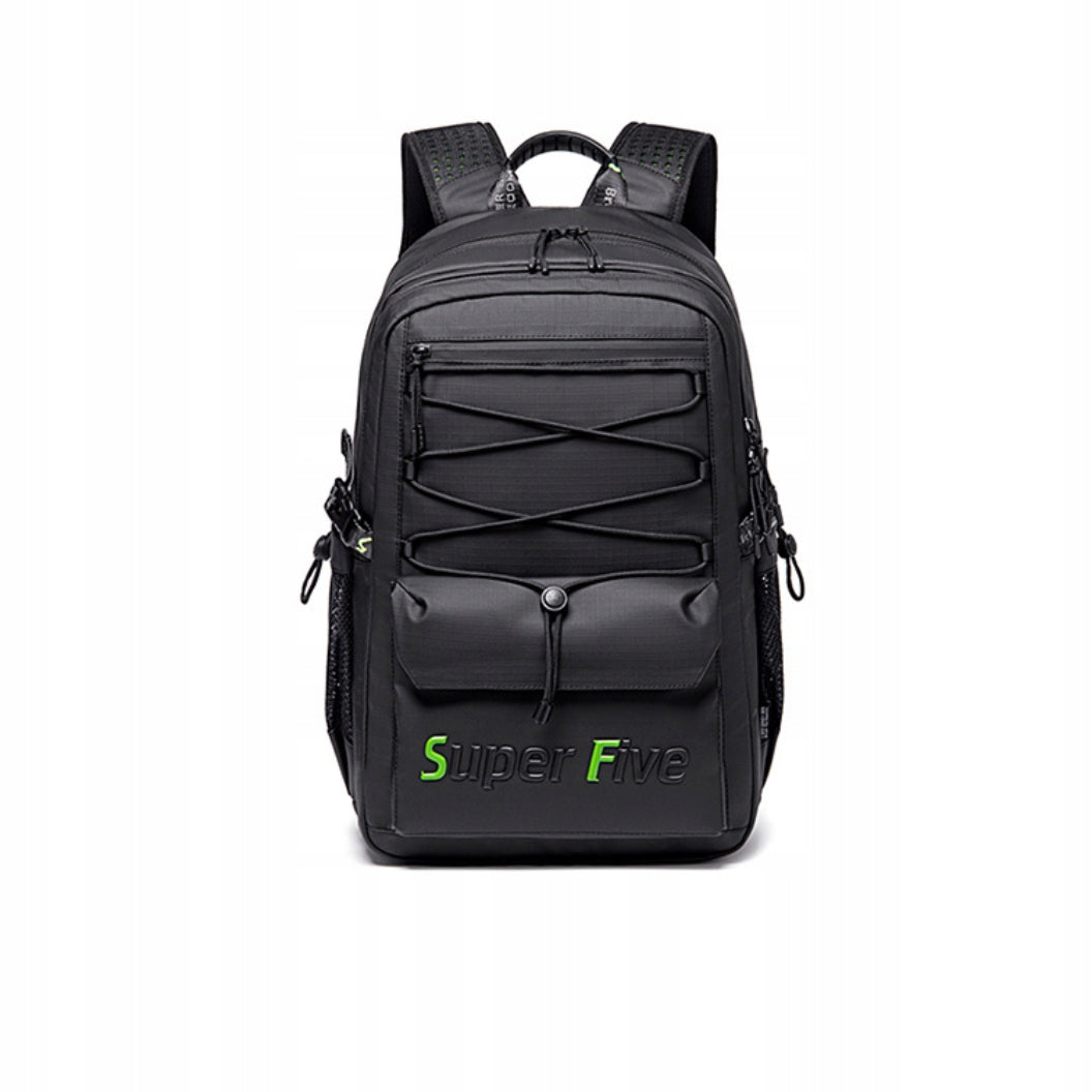 Czarny plecak miejski młodzieżowy, wodoodporny, na laptop 15,6", 23 l - na studia i podróże. SUPER FIVE FB522 Black.