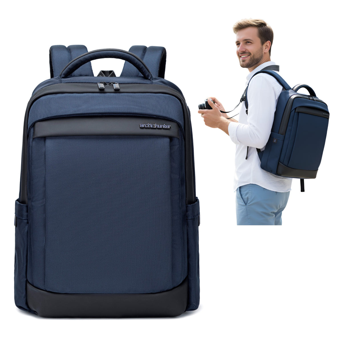 Men's Work & Study Backpack Arctic Hunter | 15.6" Laptop | Water Resistant – Blue