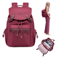Plecak z klapą damski Chantria | 18L, 10 kieszeni | Laptop 15.6", iPad, A4 | Bezpłatny bagaż Ryanair, Wizz Air – Malinowy