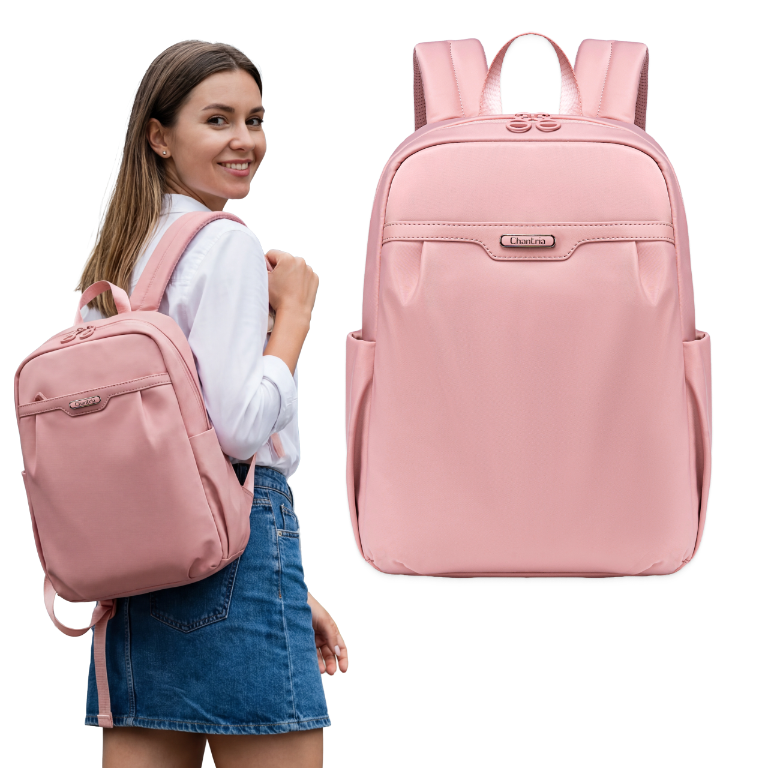 Women's Elegant City Backpack | Lightweight Water-Resistant | Fits MacBook – Powder Pink
