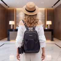 Compact Women's City Backpack Chantria | 2 Compartments, 10 Pockets | Fits 11" Tablet | Earbuds Case – Black
