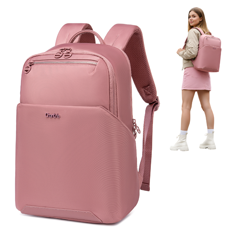 Plecak damski miejski Chantria elegancki | Na laptop 15,6" teczki A4 i książki | Do pracy na uniwersytet i styl biznesowy | Dwukomorowy | Pas na walizkę – Antyczny róż