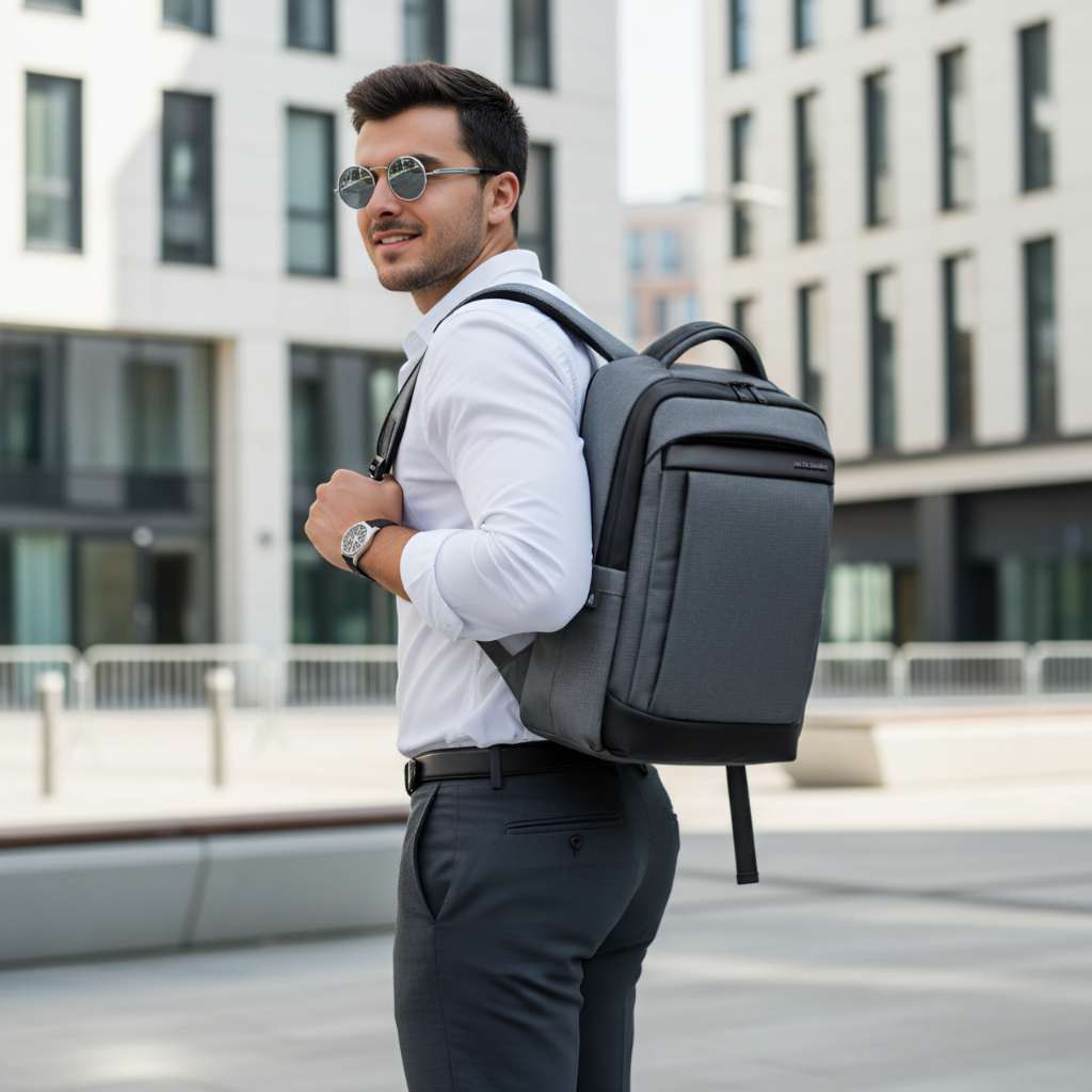 Plecak męski do pracy i na uczelnię Arctic Hunter | Laptop 15.6" | Wodoodporny – Szary