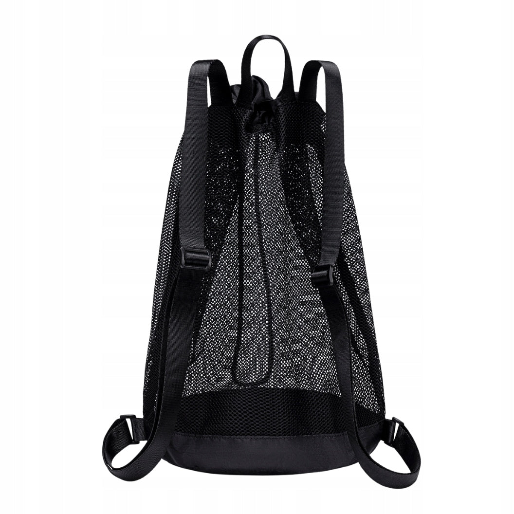 Czarny plecak siatkowy na piłki nożne, koszykowe i siatkowe, 26 l, idealny na treningi i mecze. SUPER FIVE FB760 Black.