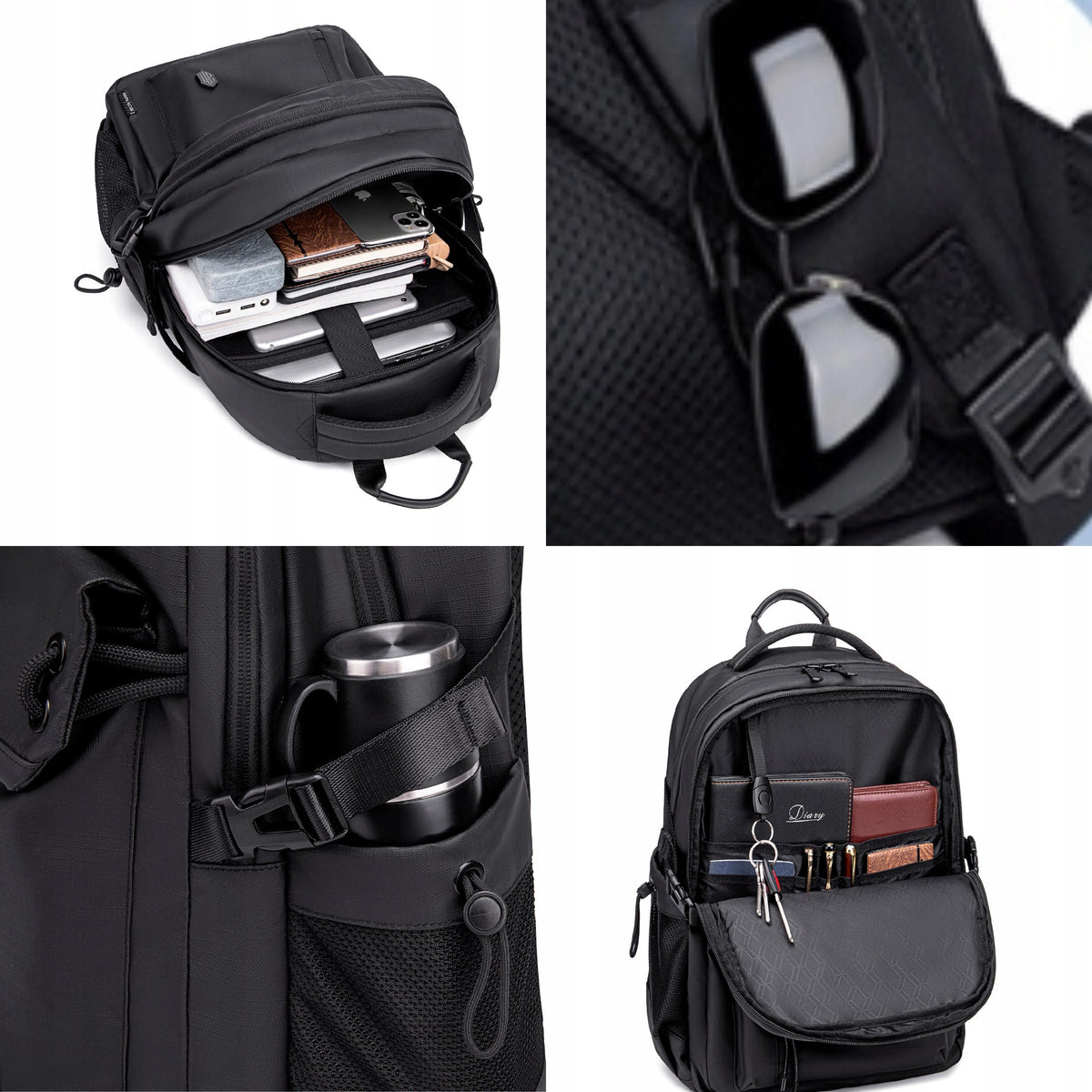 PLECAK POJEMNY 25L DO PRACY DO SPACERU DO PODRÓŻY Z MIEJSCEM NA LAPTOPA B00531 black