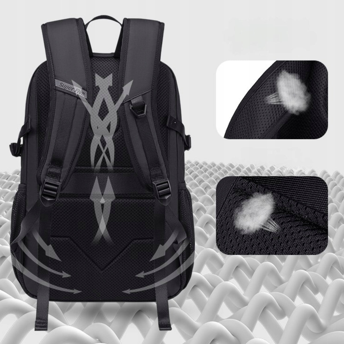 Biały plecak miejski dla nowoczesnych kobiet, na laptopa 15,6", 18 l, podróżny i na co dzień. SUPER FIVE FB696 White.