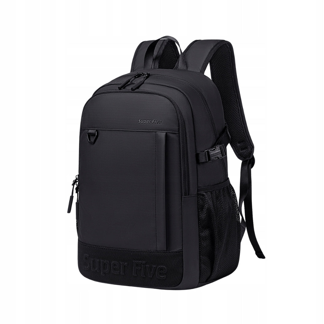 Czarny plecak miejski wodoodporny, 18 l, na laptop 15,6", do pracy, studiów i podróży. SUPER FIVE FB696 Black