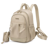 Compact Women's City Backpack Chantria | 2 Compartments, 10 Pockets | Fits 11" Tablet | Earbuds Case – Beige